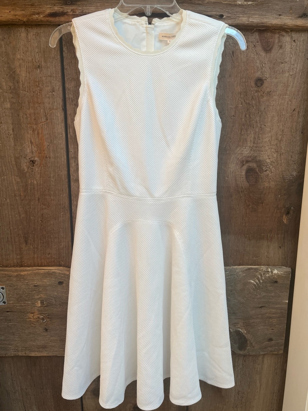 Rebecca Taylor White Sleeveless Fit And Flare Textured Dress Sz 4